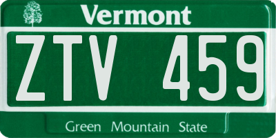 VT license plate ZTV459