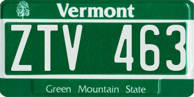 VT license plate ZTV463