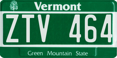 VT license plate ZTV464