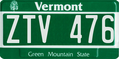 VT license plate ZTV476
