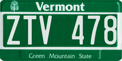 VT license plate ZTV478
