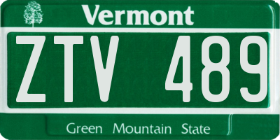 VT license plate ZTV489