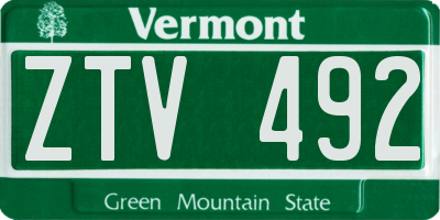 VT license plate ZTV492