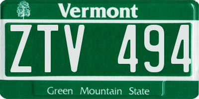 VT license plate ZTV494