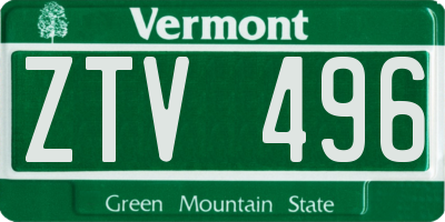 VT license plate ZTV496