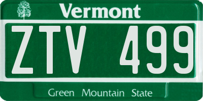VT license plate ZTV499