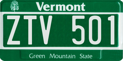 VT license plate ZTV501