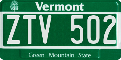 VT license plate ZTV502