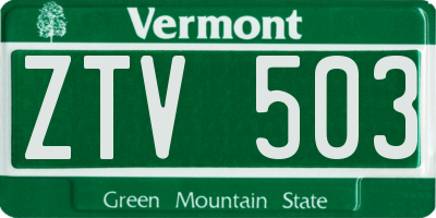 VT license plate ZTV503