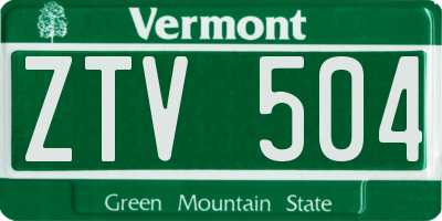 VT license plate ZTV504
