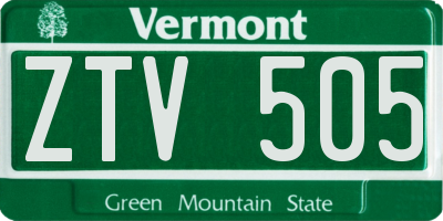 VT license plate ZTV505