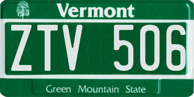 VT license plate ZTV506