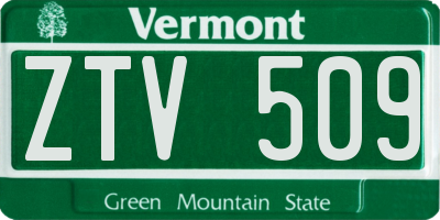 VT license plate ZTV509