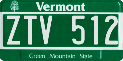 VT license plate ZTV512