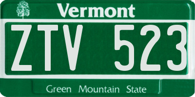 VT license plate ZTV523