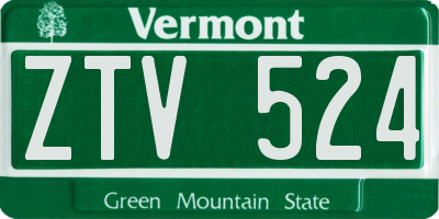 VT license plate ZTV524