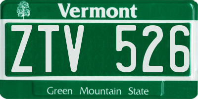 VT license plate ZTV526