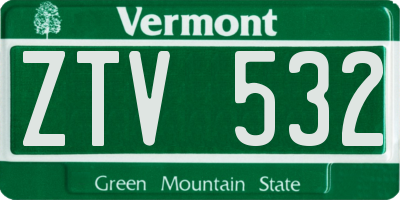 VT license plate ZTV532