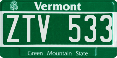 VT license plate ZTV533