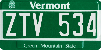 VT license plate ZTV534