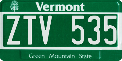 VT license plate ZTV535