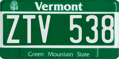 VT license plate ZTV538