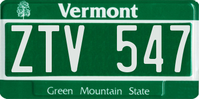 VT license plate ZTV547