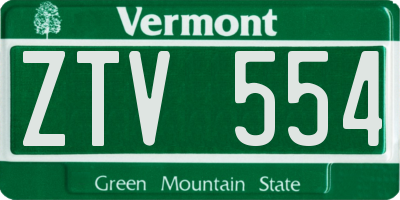 VT license plate ZTV554