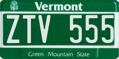 VT license plate ZTV555