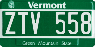 VT license plate ZTV558