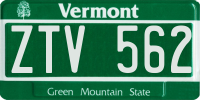 VT license plate ZTV562