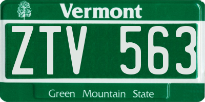 VT license plate ZTV563