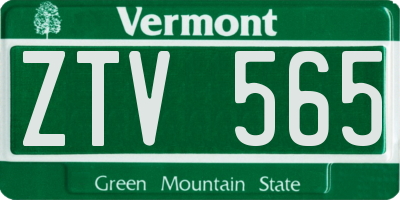 VT license plate ZTV565