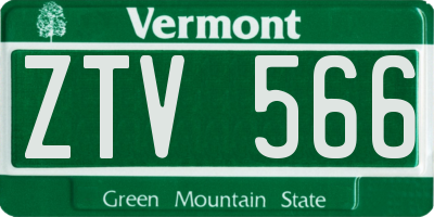 VT license plate ZTV566