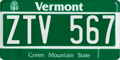 VT license plate ZTV567