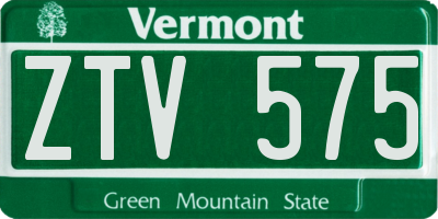 VT license plate ZTV575