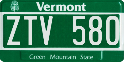 VT license plate ZTV580