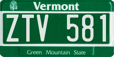 VT license plate ZTV581