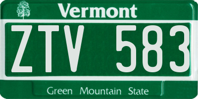 VT license plate ZTV583