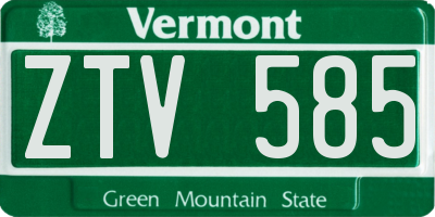 VT license plate ZTV585