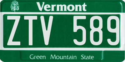 VT license plate ZTV589