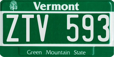 VT license plate ZTV593