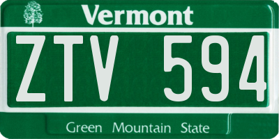 VT license plate ZTV594