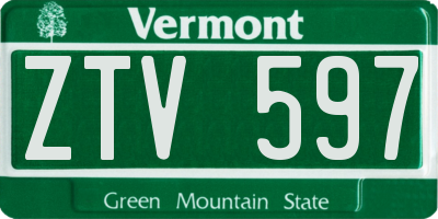 VT license plate ZTV597