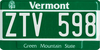 VT license plate ZTV598