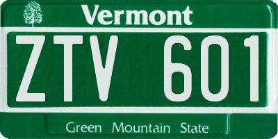 VT license plate ZTV601