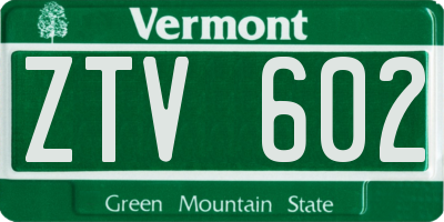 VT license plate ZTV602