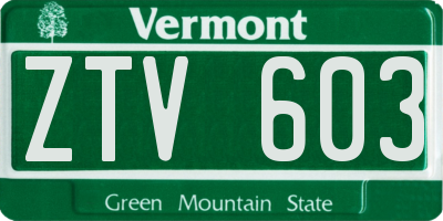 VT license plate ZTV603