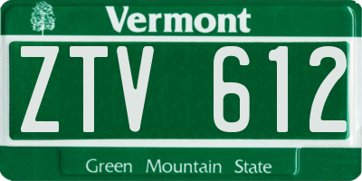 VT license plate ZTV612