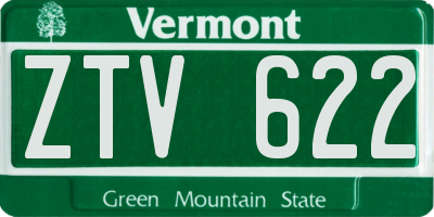 VT license plate ZTV622